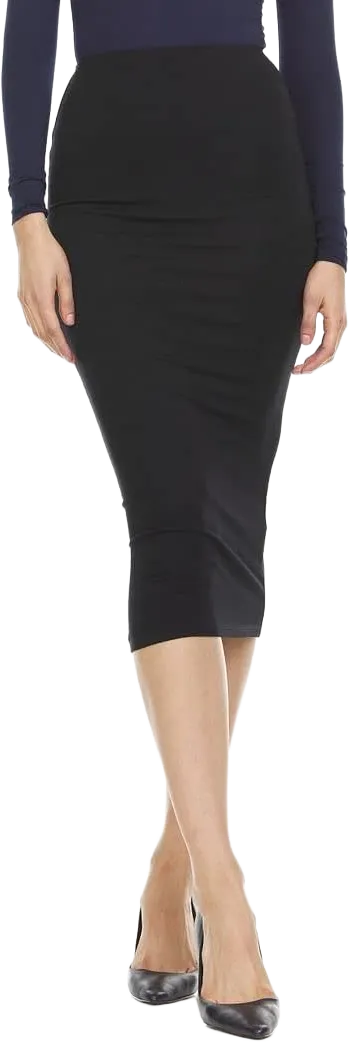 Women's High Waist Slim Midi Maxi Skirt BKJH007 Small Black
