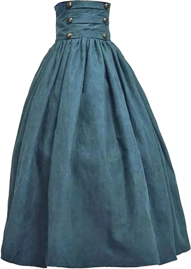 Women's Steampunk High Waist Bustle Skirt Victorian Ball Gown Gothic Pleated Maxi Skirt Medieval Costume Large Sky Blue