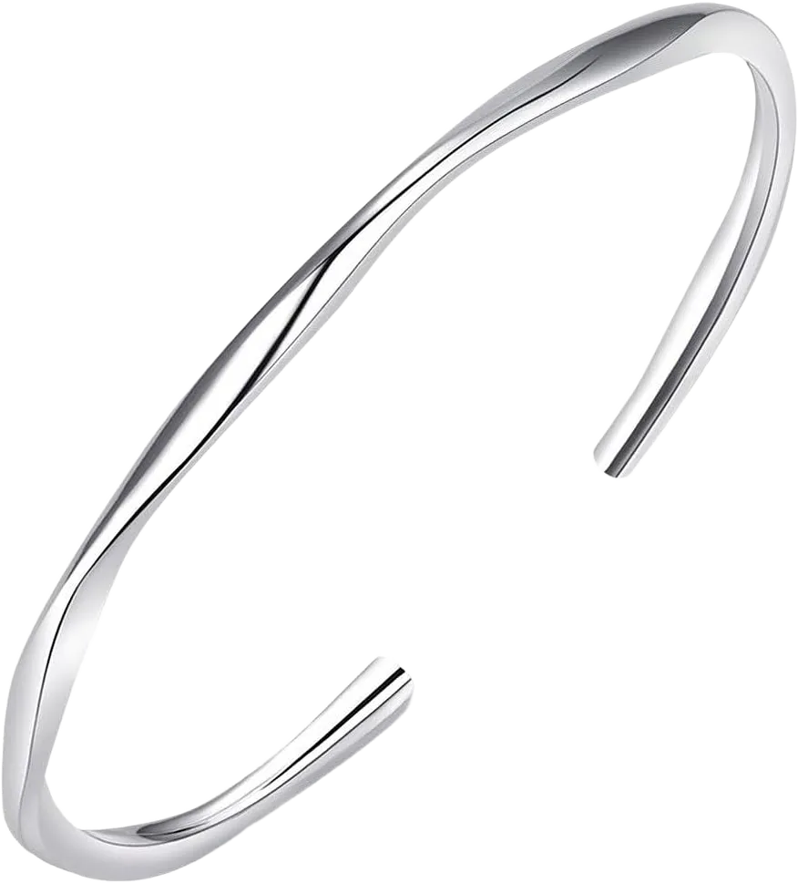 Silver Bangle Bracelets for Women,Simple Adjustable Copper Open Twisted Bangle Wrist Cuff Bangles Jewelry C-Shape Möbius bracelet for Women Mom Wife Friend Sister Valentine Mothers Day Gift-For Female