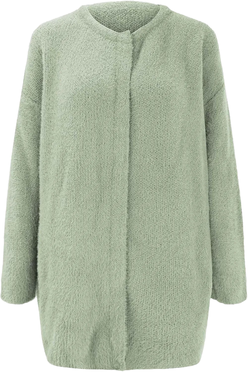 Miyaomn Trendy Fall Wool Long Cardigan Sweater for Women Oversized Winter Warm Soft Crewneck Button Down Knitted Coat Outwear Green XX-Large