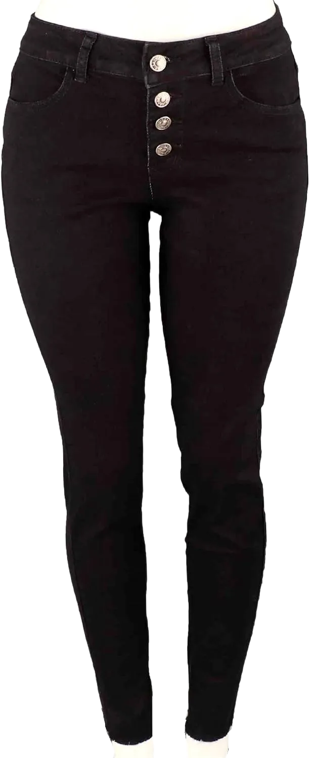 Jack David /Handcrafted Women's Plus Size Stretch Premium Blue Black Denim Jeans Slim Bootcut Skinny Pants 20 Pasion Black High Waisted F070
