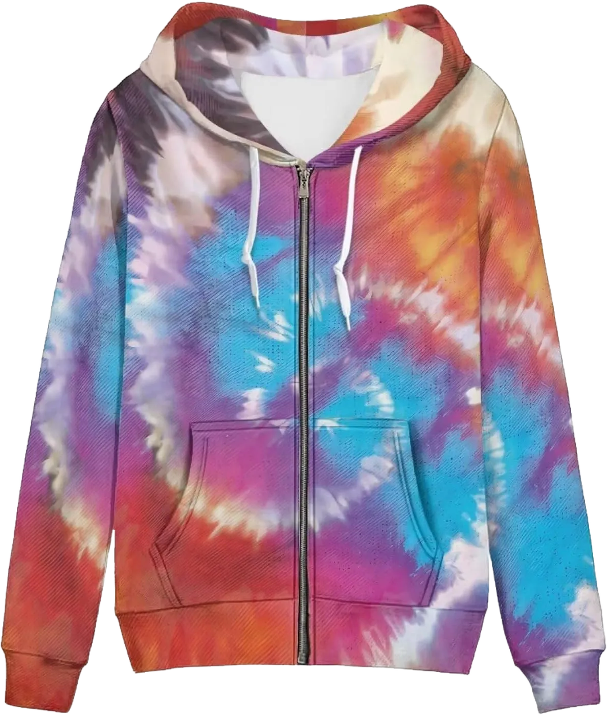 Sprowallow Sweatshirts for women with Pockets Creative Y2K Print Casual Hoodies Fall Streetwear Plus Size Medium Orange Blue Tie-dye