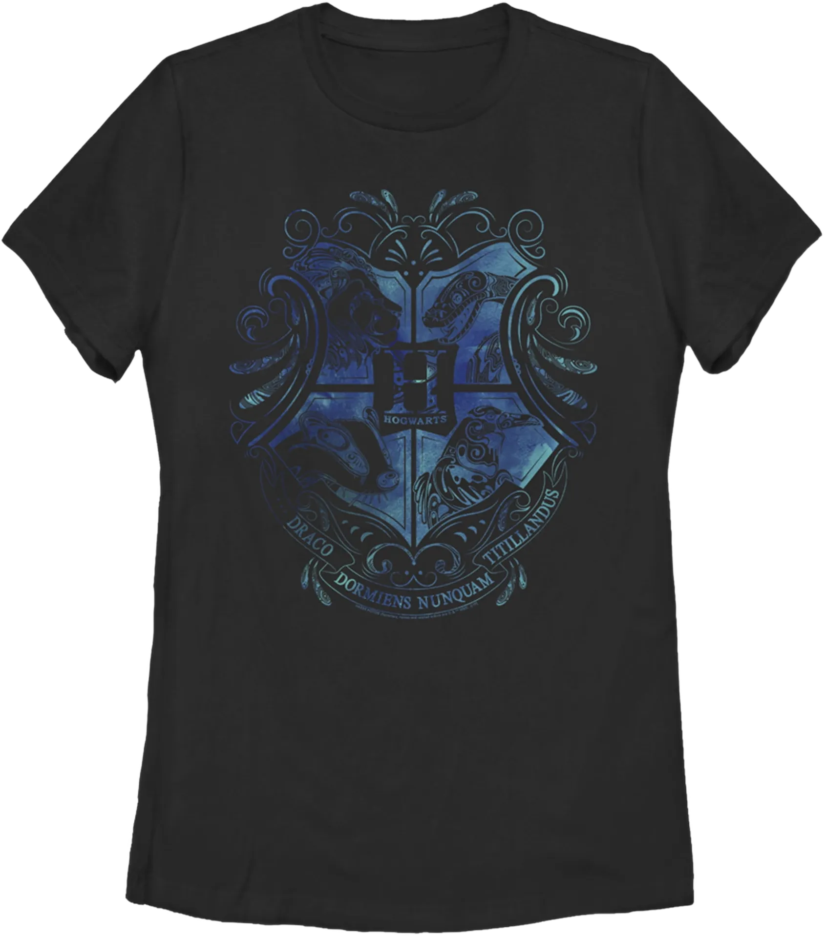 Women's Harry Potter Hogwarts Houses Blue Crest  Graphic Tee Black Small