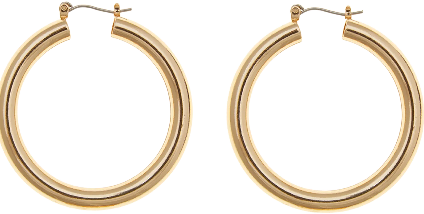 Medium Tube Hoop Earrings - Leverback Fashion Jewelry, Gold | Eloquii