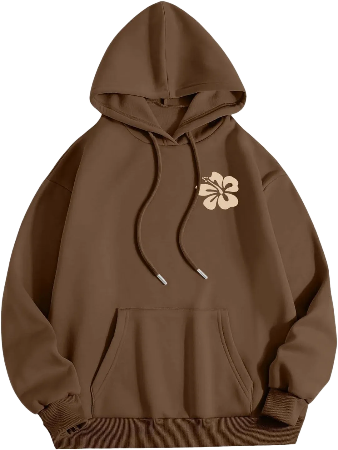XIAXOGOOL Hoodies For Women Crewneck Sweatshirts Graphic Print Drawstring Hoodie Kangaroo Pocket Fleece Sweatshirt Pull Over 01-brown Medium