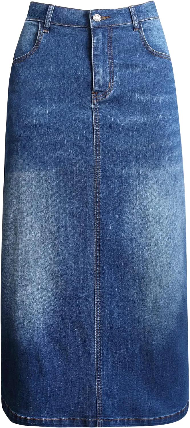 Women's Maxi Pencil Jean Skirt- High Waisted A-Line Long Denim Skirts for Ladies- Blue Jean Skirt Blue (Straight) 20