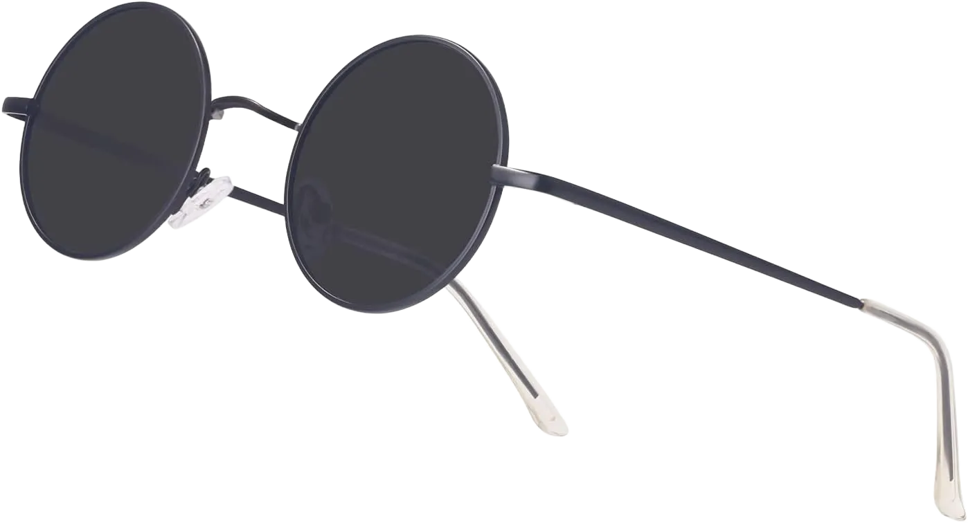 NIEEPA Vintage Small Round Polarized Hippie Sunglasses for Men Women Circle Sun Glasses NP1002 Grey Lens/Black Frame/Transparent Cover