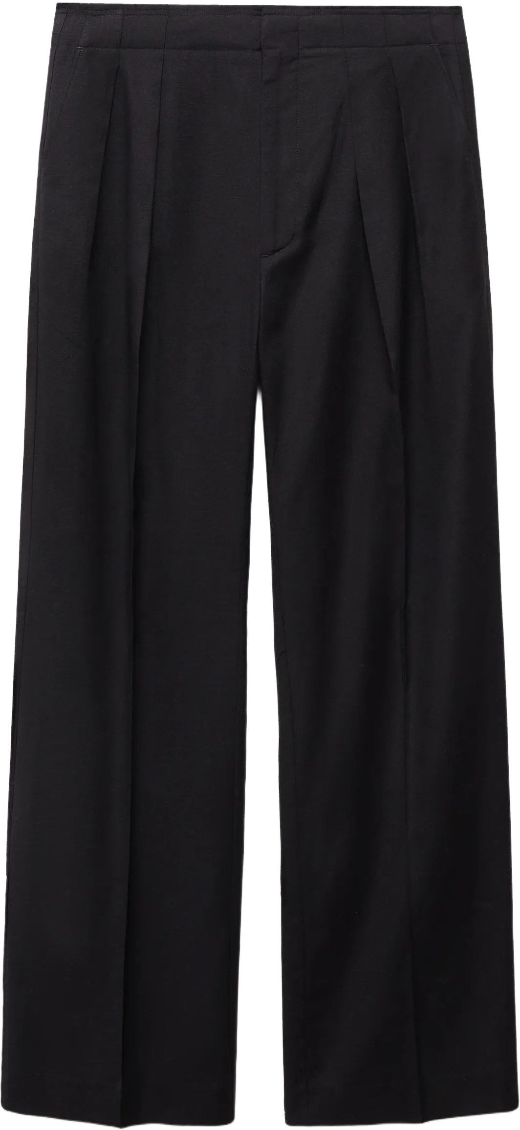 Contrast-trim pleated pants