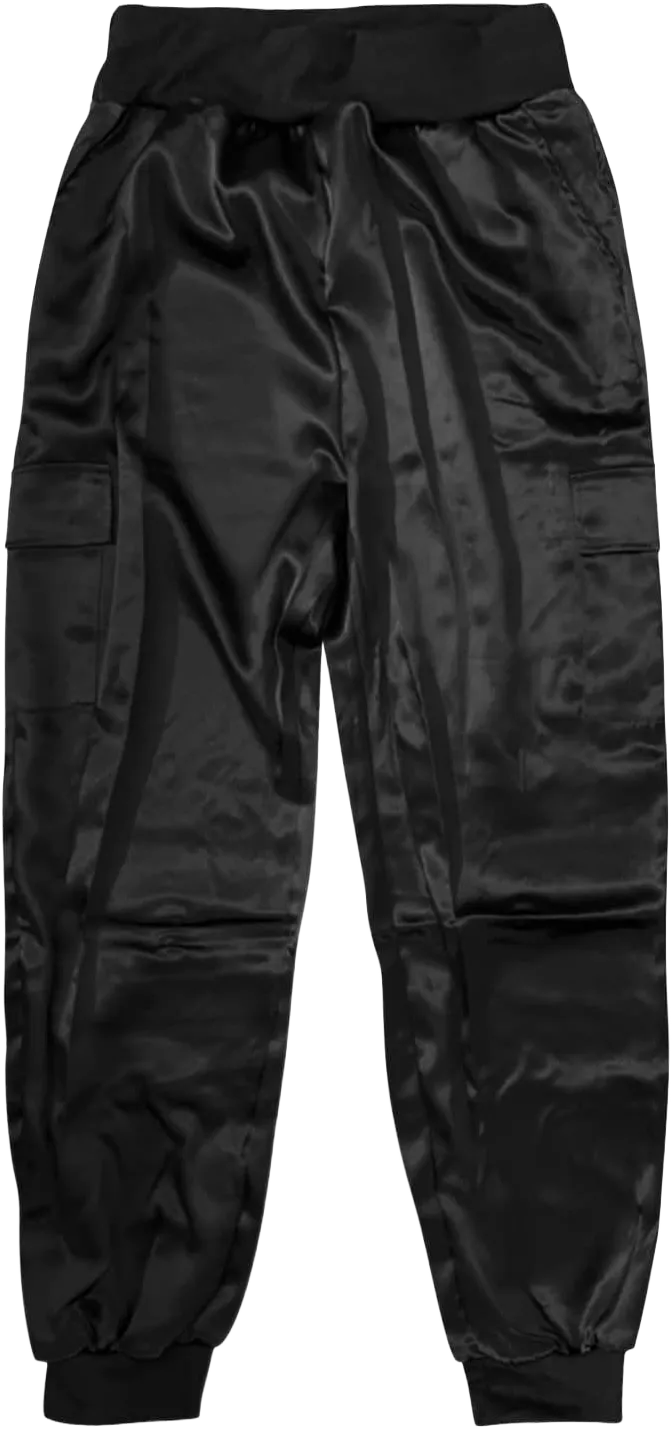 Womens Stain Cargo Joggers Dressy Casual Comfy Elastic High Waist Sweatpants Loose Fit Athleisure Ankle Length Pants Medium Black