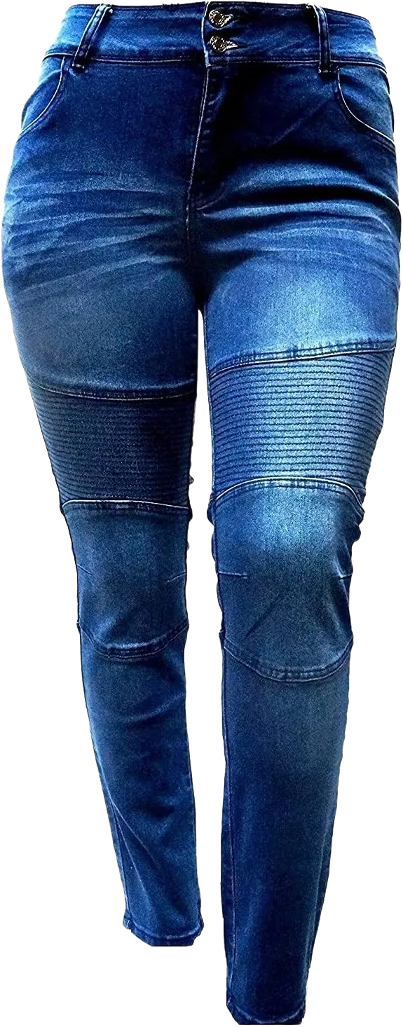 Jack david Women's Plus Size Moto Biker Stretch Skinny Denim Jeans Pants Y1648 Blue 18