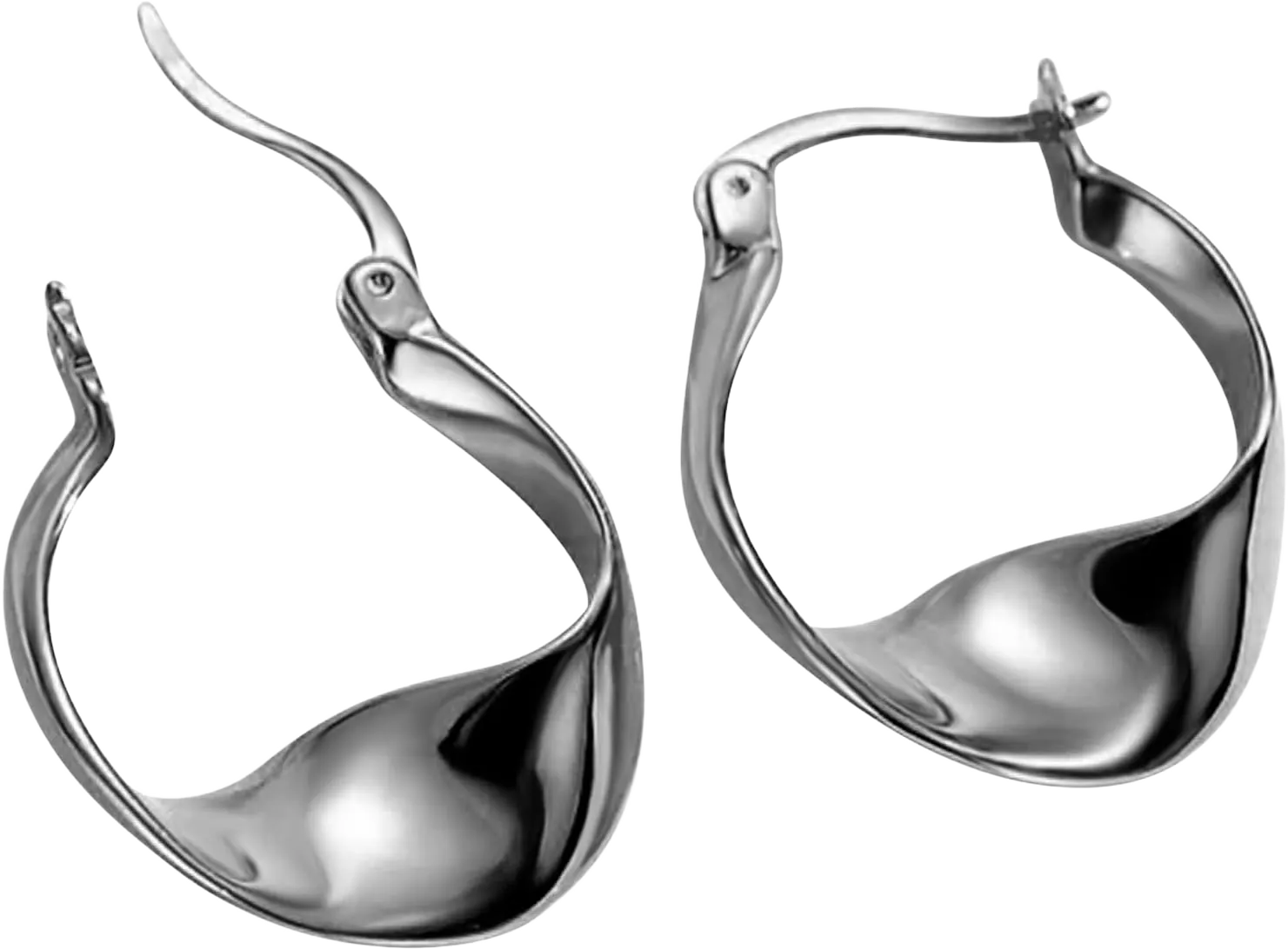 925 Sterling Silver Earrings Silver Hoop Earrings for Women Small Huggie Hoops, Lightweight Chunky Hoops, Hypoallergenic Nickel-Free Elegant Everyday Jewelry, Dainty Silver Earrings for Gifts B-1.2in Black Gold