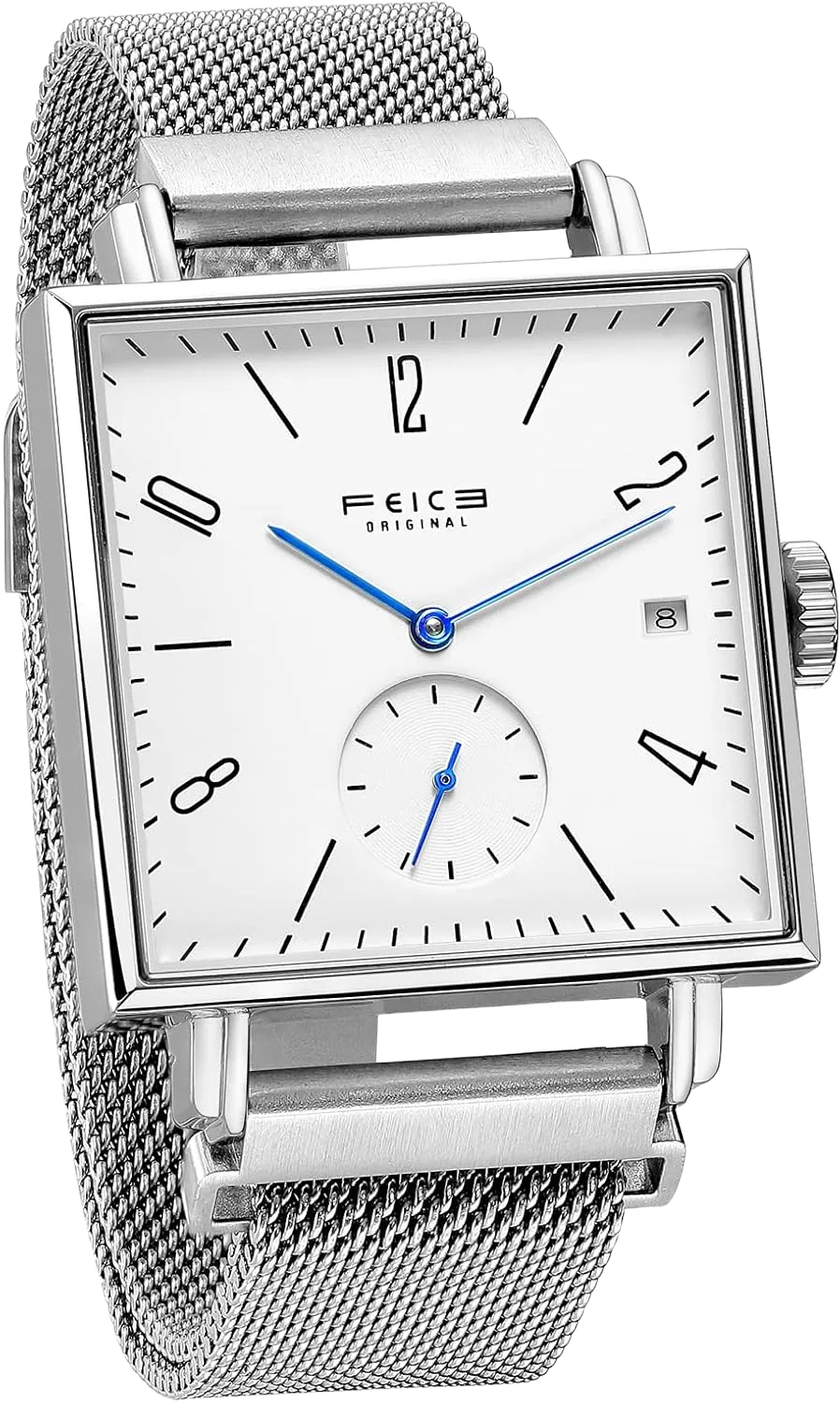 FEICE Sapphire Crystal Square Automatic Watch Classic Bauhaus Watch Minimalist Casual Watches for Men Women Unisex -FM301 Silver