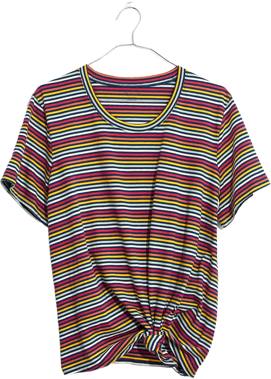 Knot-Front Tee in Rainbow Stripe