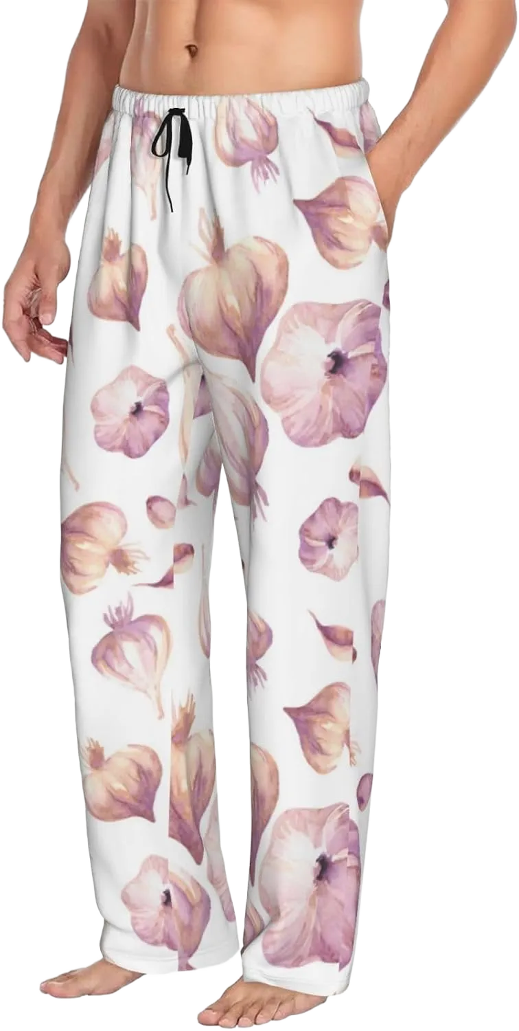 Garlic Cloves Print Funny Mens Pj Pants,Soft Men Lounge Pants,Mens Pajama Pants Bottoms,Sleep Pants For Men Large