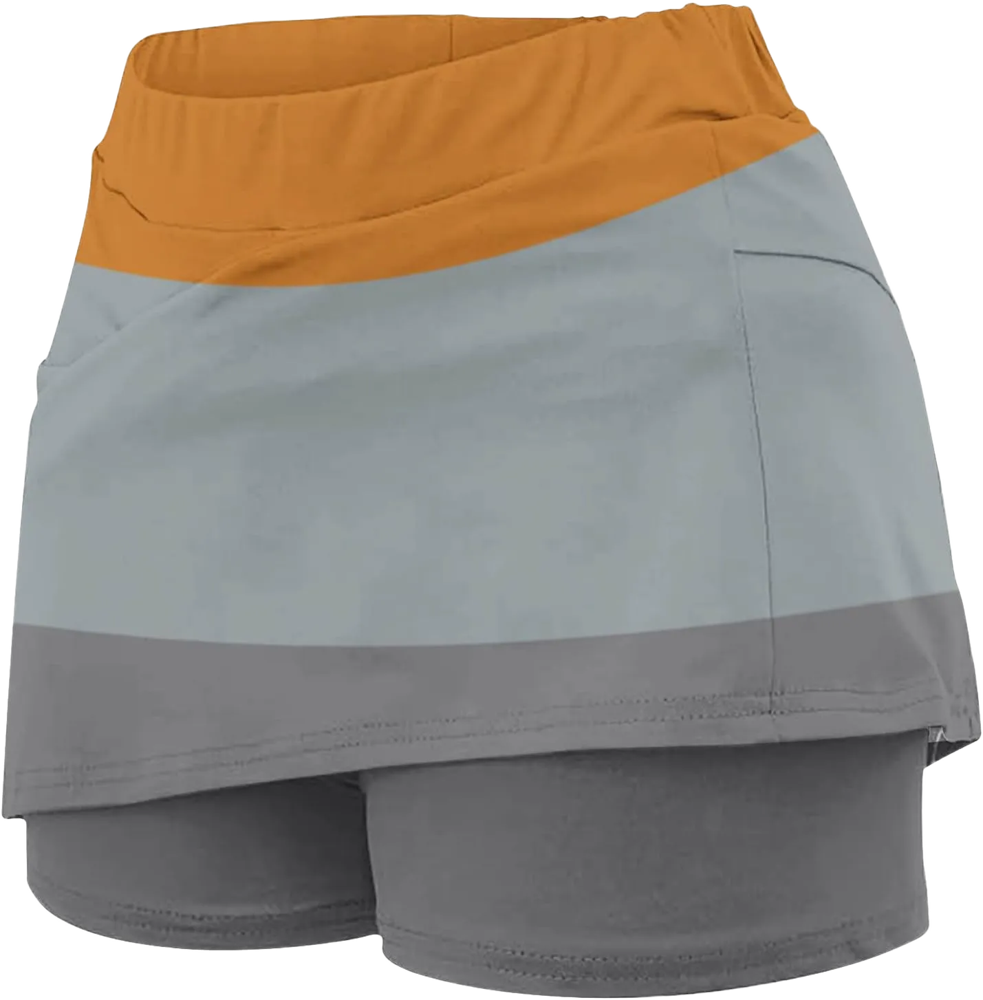 Generic Culottes for Women Stretch Yoga Skirts Shorts Solid Athletic Shorts High Waist Lightweight Tight Joggers with Pocket X-Large A02_orange