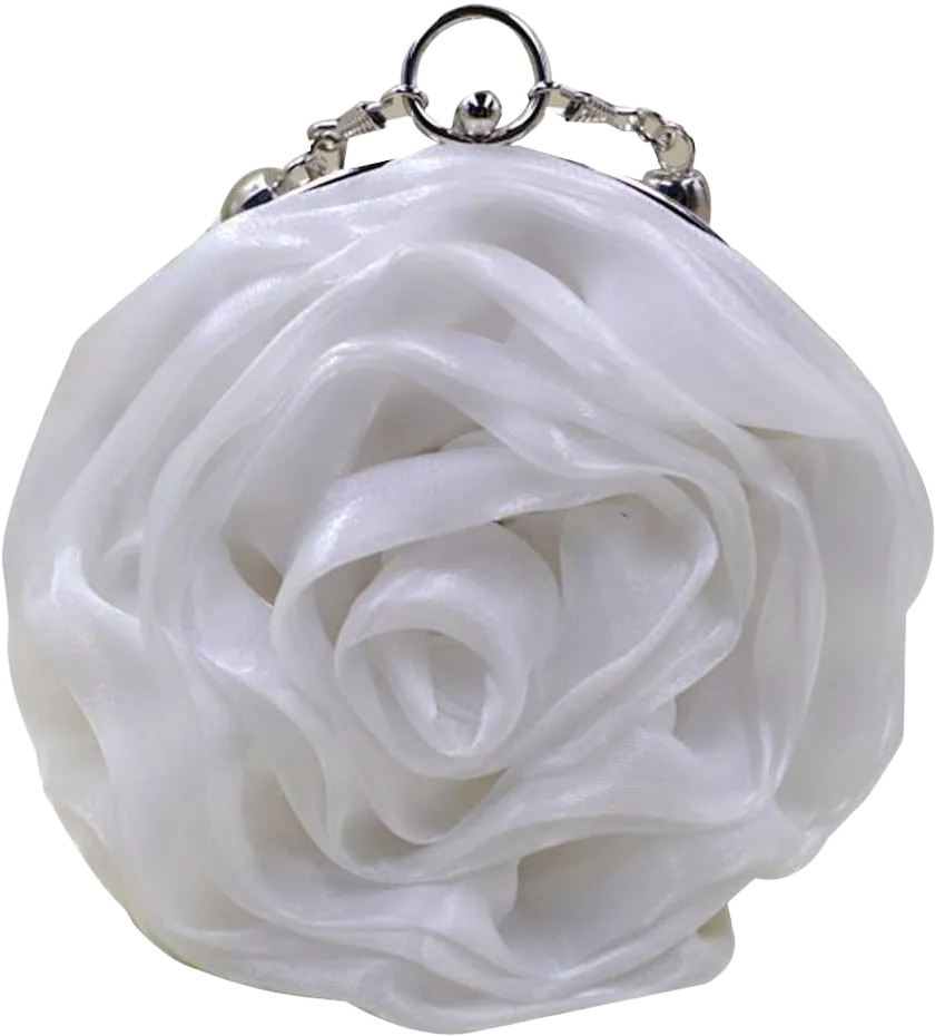 Mily Womens Satin Evening Bag Flower Shaped Wristlet Soft Satin Wristlet Handbag Wedding Party Purse White