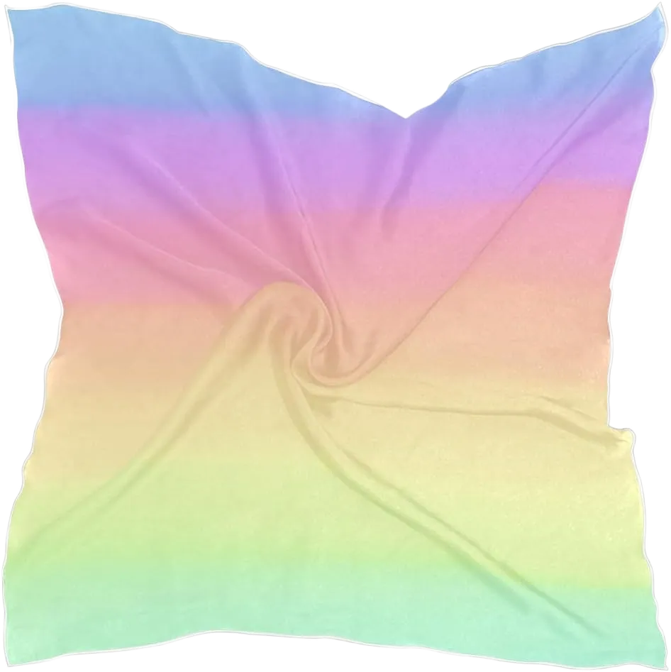 24inch Women's Square Silk Rainbow Pastel Striped Hair Scarves and Wraps Headscarf for Gift(ph)