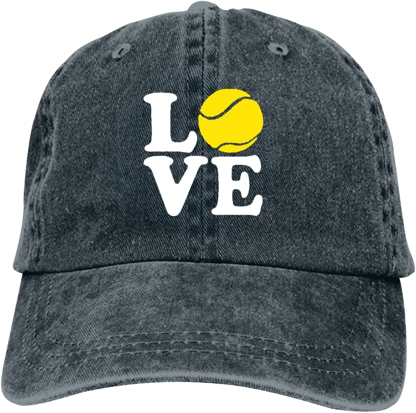 Racing Flag Baseball Cap Vintage Adjustable Washed Hats Twill Plain Cowboy Hats Denim Dad Hat for Men Women Boy Girl One Size Tennis Love Navy