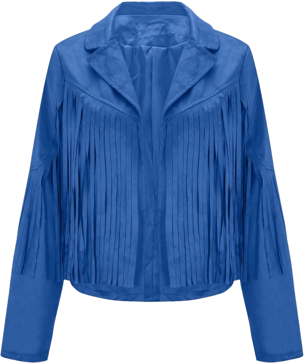 Binmer Fashion Faux Suede Tassel Jacket for Women Cowboy Style Fringe Cropped Coat Casual Long Sleeve Slim Moto Short Outwear