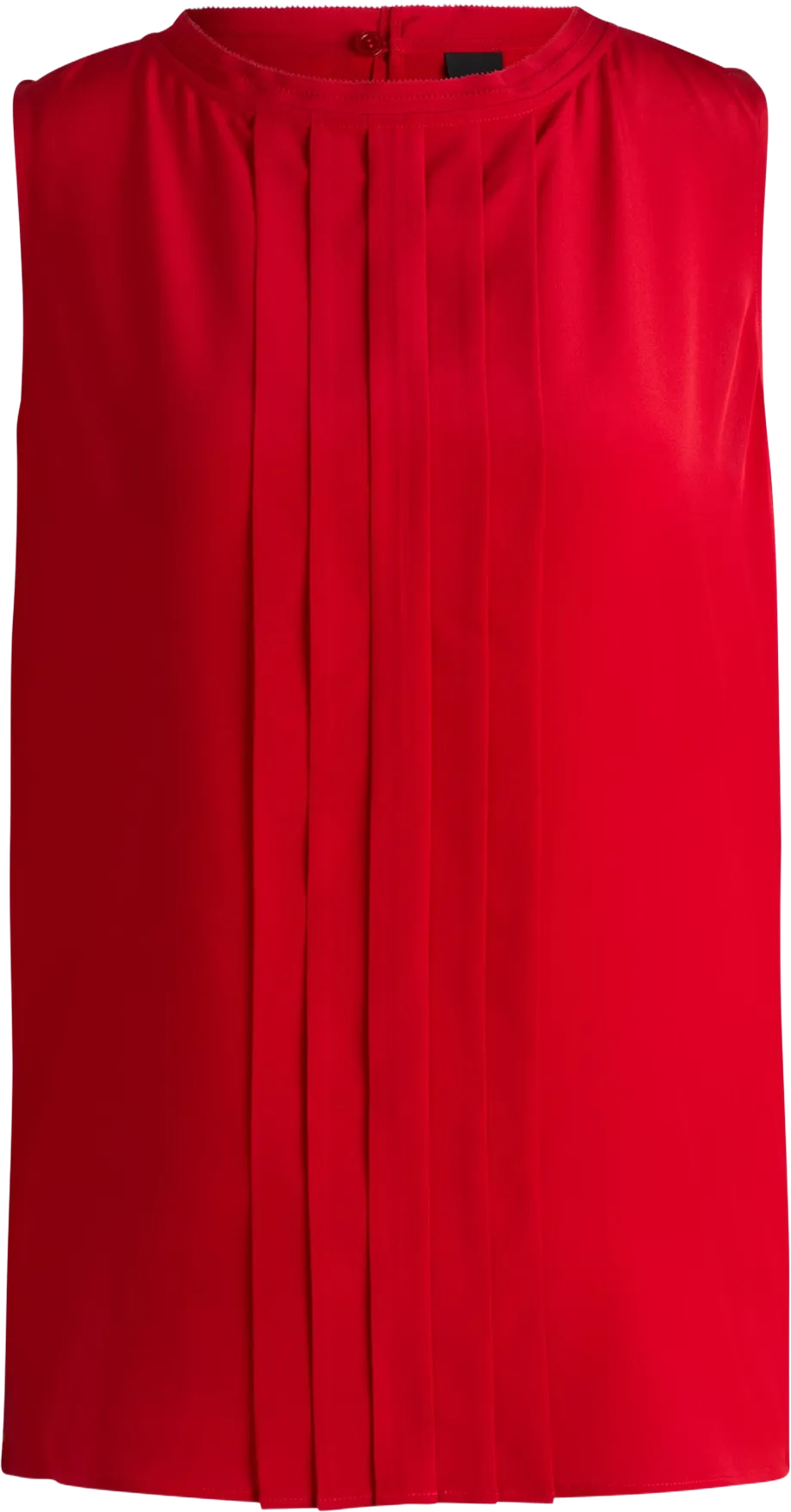 BOSS - Pleat-front sleeveless blouse in washed silk - Red
