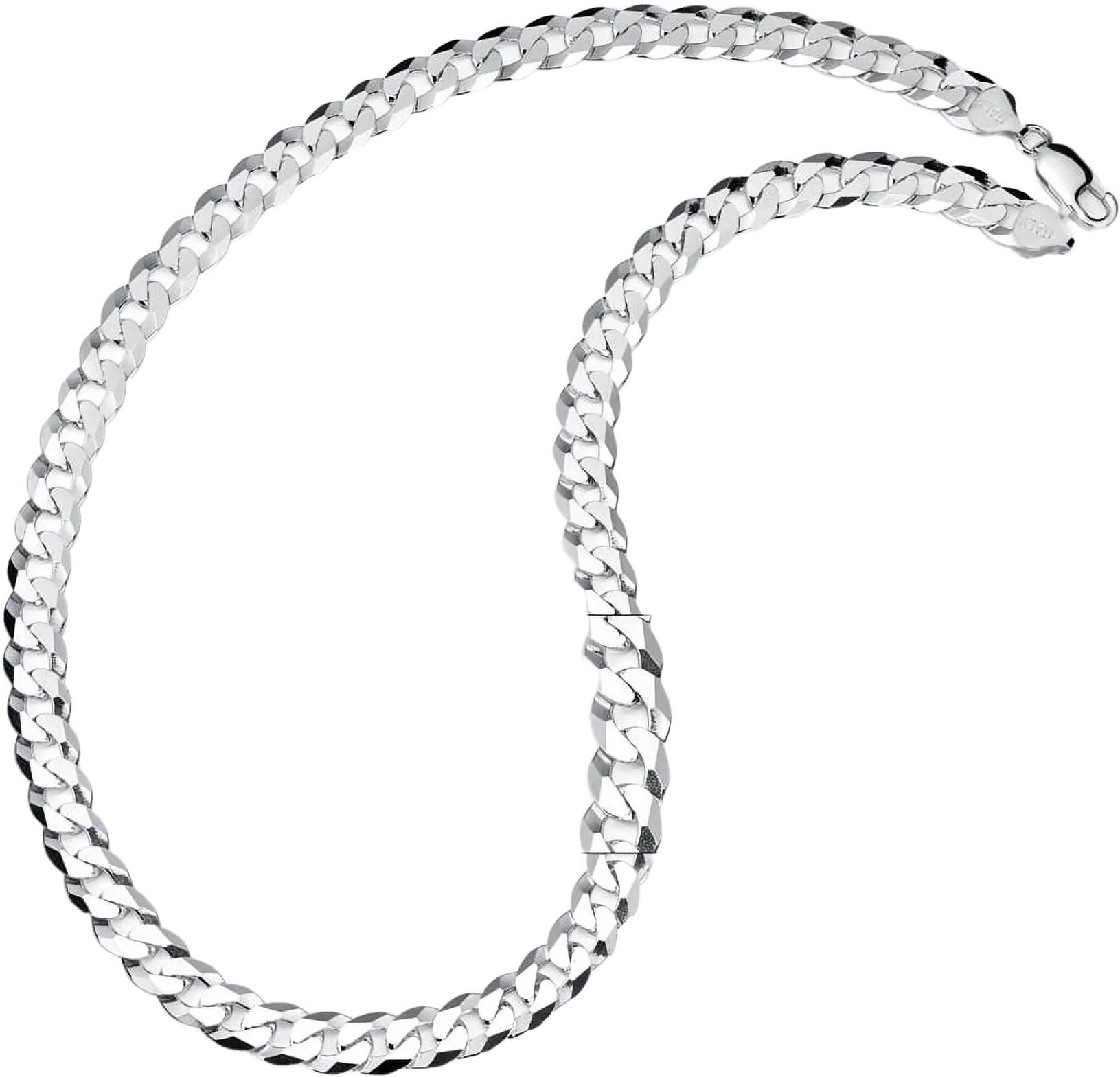 Metal Masters Men's 7MM Sterling Silver 925 Italian Curb Chain Necklace 20" 22" 24" 26" 28" 30"