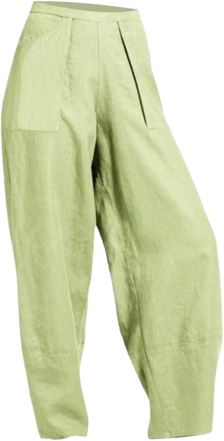 Cotton Linen Pants Women Casual Loose Wide Leg Summer Pants Lightweight Plus Size Pocket Vacation Beach Harem Pants Mint Green XX-Large