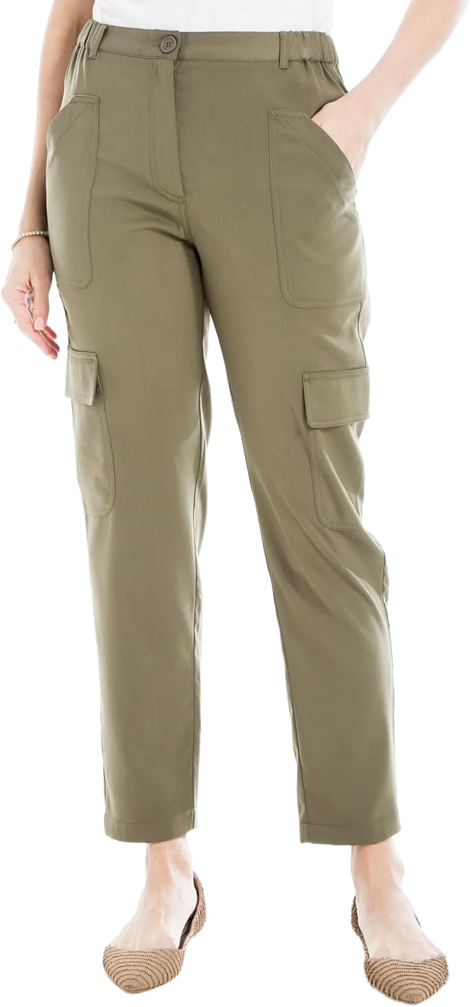 Max Studio Women's Soft Polyester Twill Cargo Jogger Pant US Small, Sage
