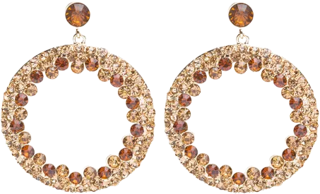 Beautiful Dazzling Crystal Rhinestone Round Circle Dangle Drop Earrings Gold