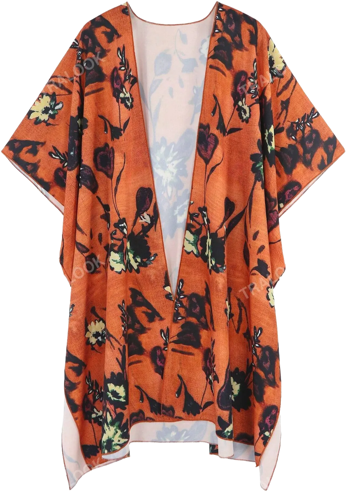 Plus Size Women's Floral Printed Beach Kimono Cardigan, Sunscreen Beach Swimwear Cover-Up