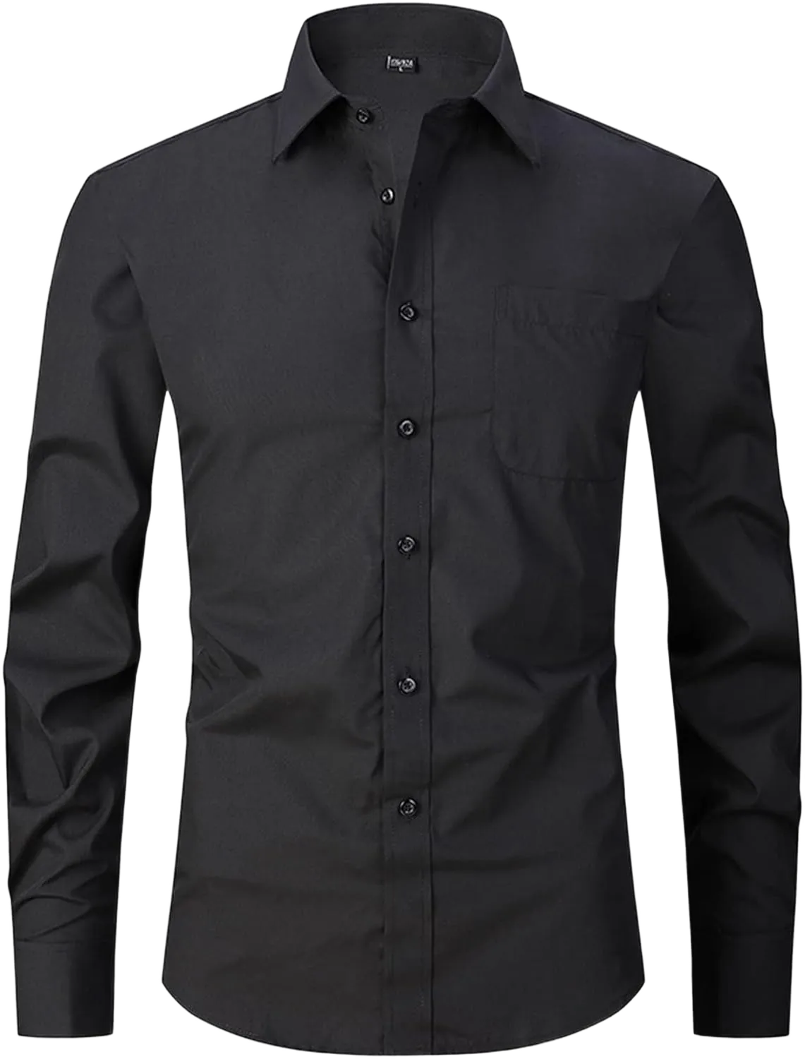 Men's French Cuff Dress Shirt Slim Fit Formal Business Button Down Shirt for Men Long Sleeve Random Cufflinks Medium Black