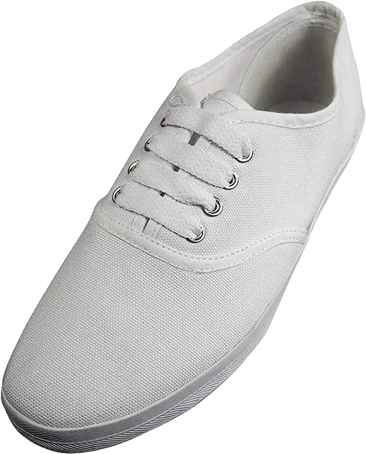 Easy USA - Womens Canvas Lace Up Shoe with Padded Insole 5 White