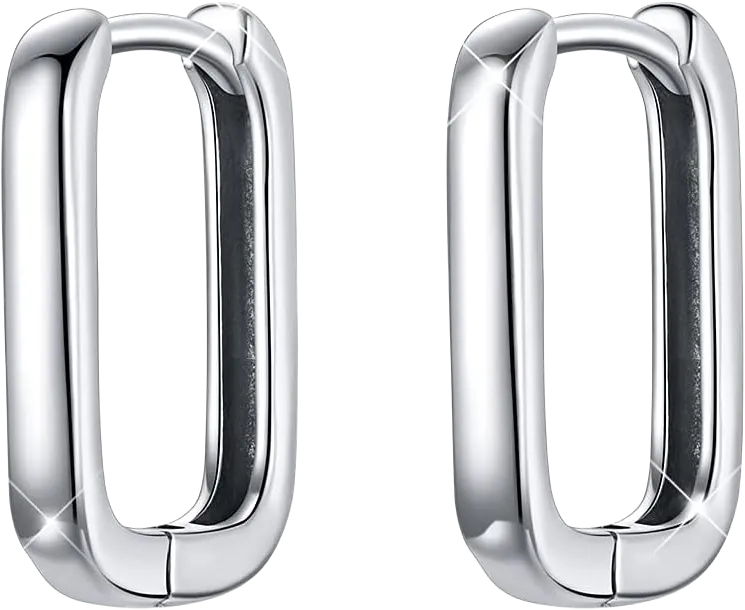 BISAER 925 Sterling Silver Cute Hoop Earrings for Women Hypoallergenic Small Sleeper Tragus Hoop Earrings Cartilage Jewelry Gifts Silver Square
