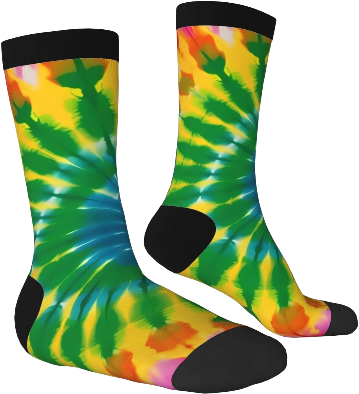 Gingerbread Man Christmas Cute Women Men Crew Socks, Mid-Calf Funny Socks 1 Tie Dye Spiral Colorful