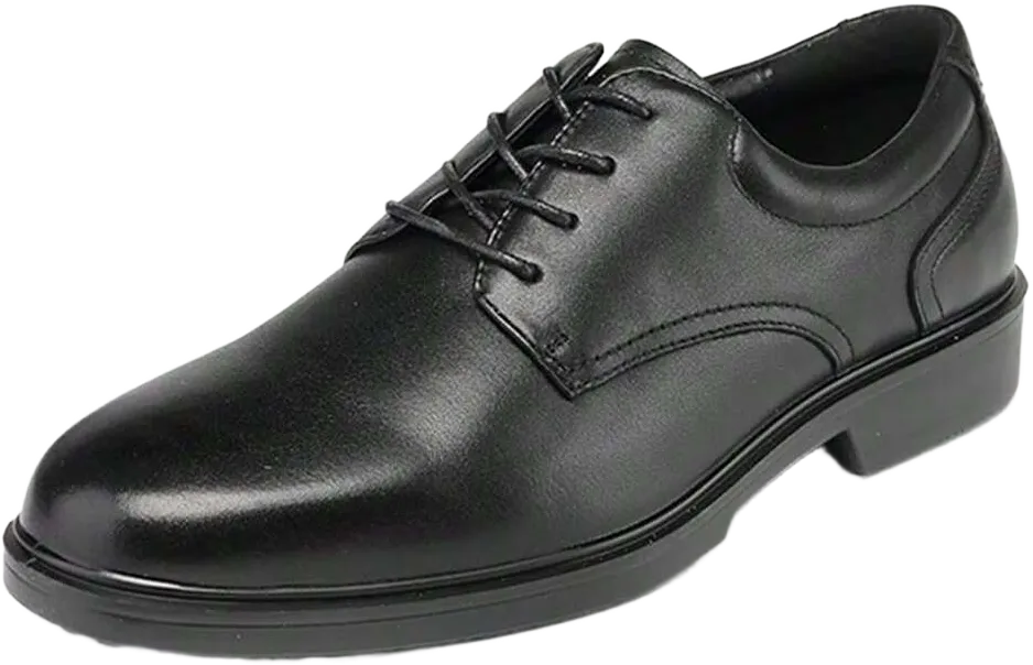 JUSRAMINC Men's Full Grain Leather Oxford Work Shoes - Classic Black Soft Toe Business Shoes With Kevlar Puncture Resistance HRV2103D