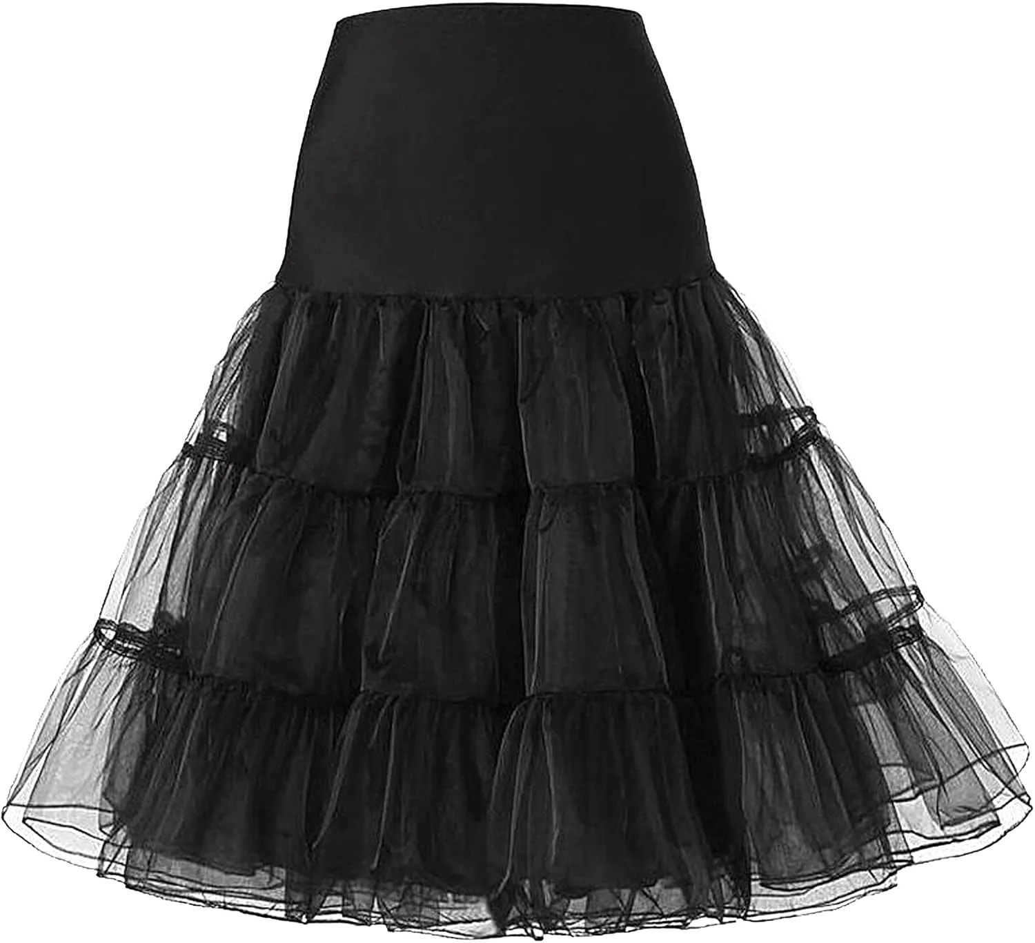 Women's 1950s Petticoat Skirts Vintage Puffy Tutu Crinoline Ballet Underskirt Medium Black
