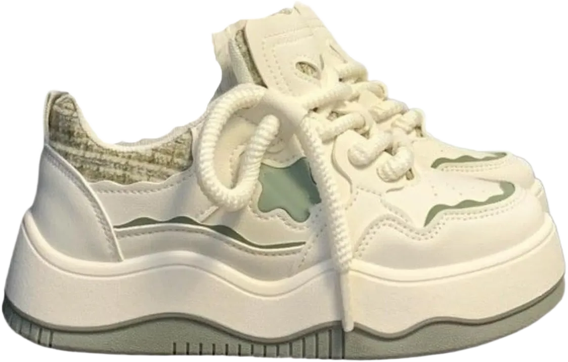 Star Platform Shoes, Cute Sneakers for Women Walking Outdoor, Thick Soled Shoes, Stylish Casual Shoes for Sports 8.5 Green