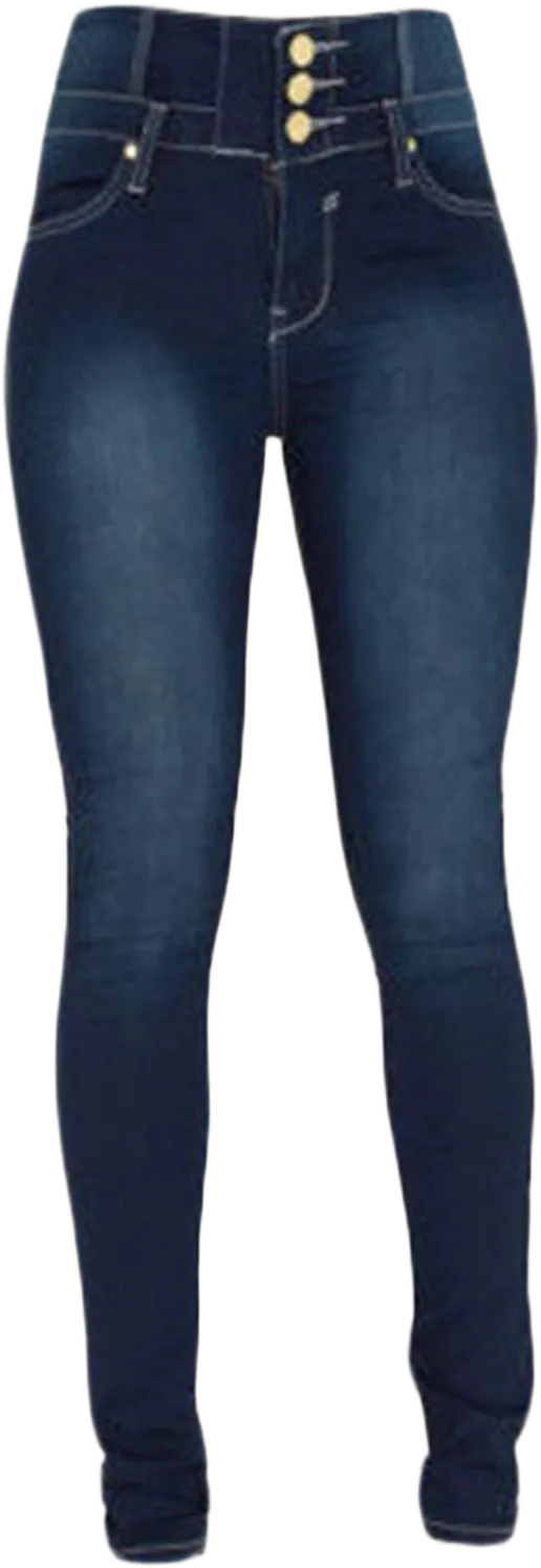 Andongnywell Women's High Waist Stretch Skinny Jegging Jeans Juniors Classic High Waisted Denim Pants Large Blue