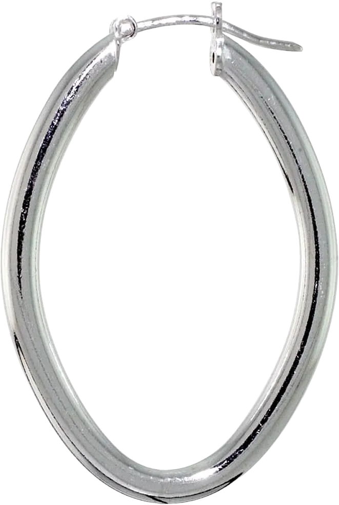 Sterling Silver Assorted Shapes Click Top Tube Hoop Earrings for Women 3mm Tubing 1 1/2 inch Oval Hoops