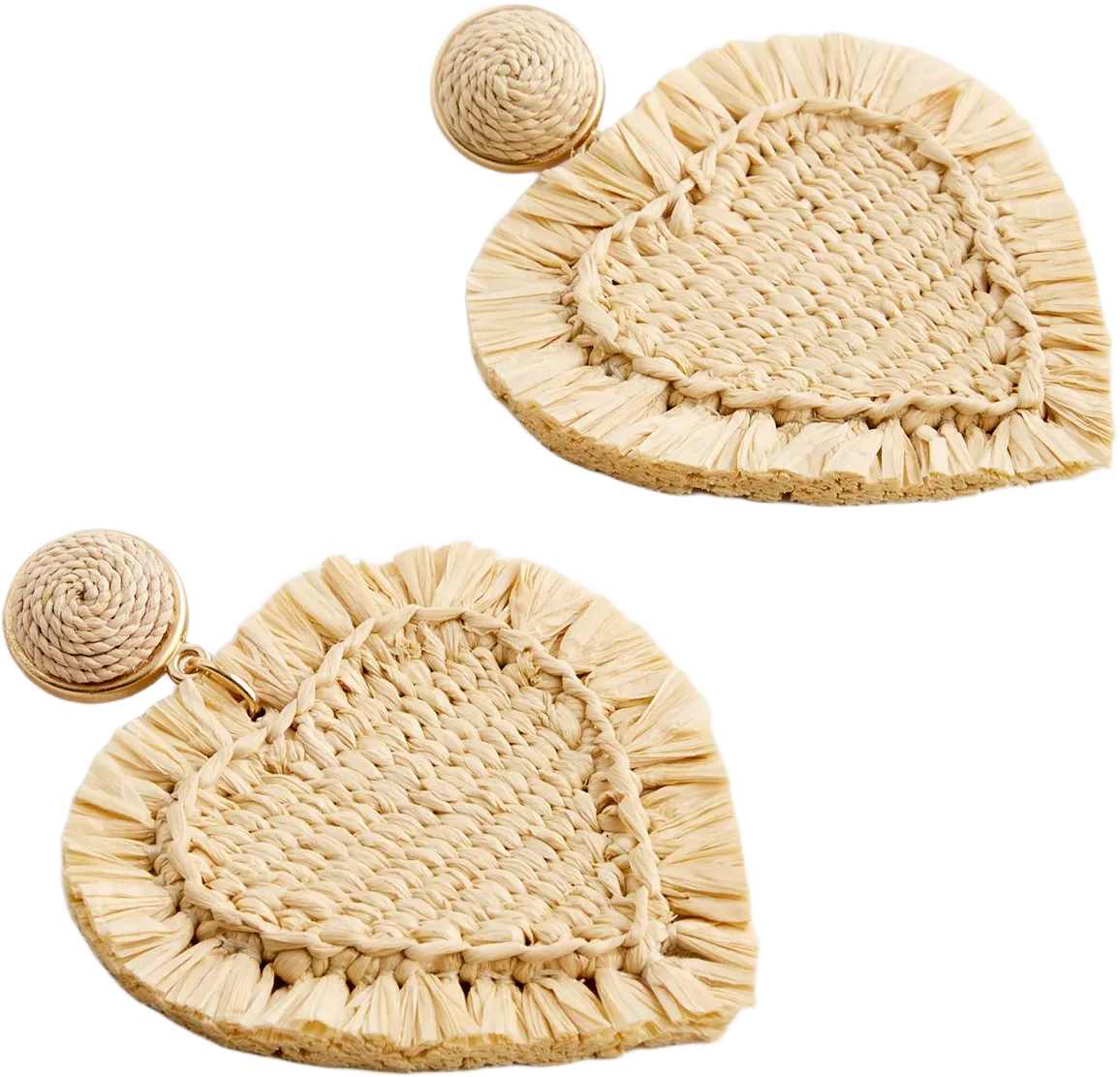 Oversized Heart Raffia Earrings For Women