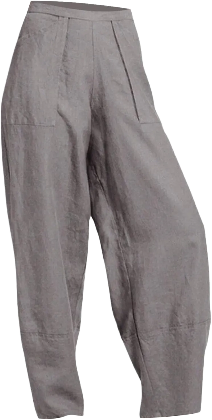 Cotton Linen Pants Women Casual Loose Wide Leg Summer Pants Lightweight Plus Size Pocket Vacation Beach Harem Pants Grey XX-Large