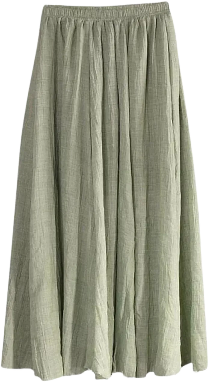 Women's Cotton Linen Maxi Skirts High Waist A Line Skirt Solid Loose Ankle Length Skirts Comfy Breathable Skirt