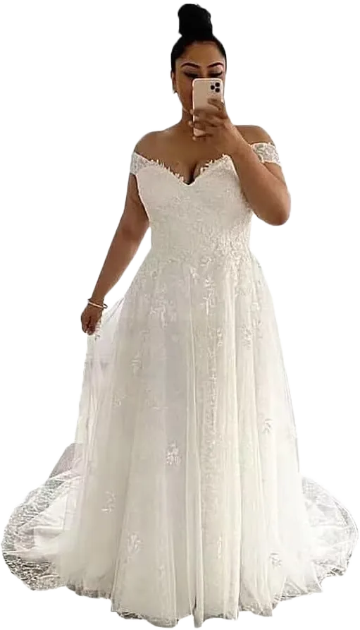 Women's Sweetheart Wedding Dress for Bridal Plus Size Tulle Ball Gown Diamond Waist Shiny Off Shoulder Eveing Gown 22 Plus Ivory