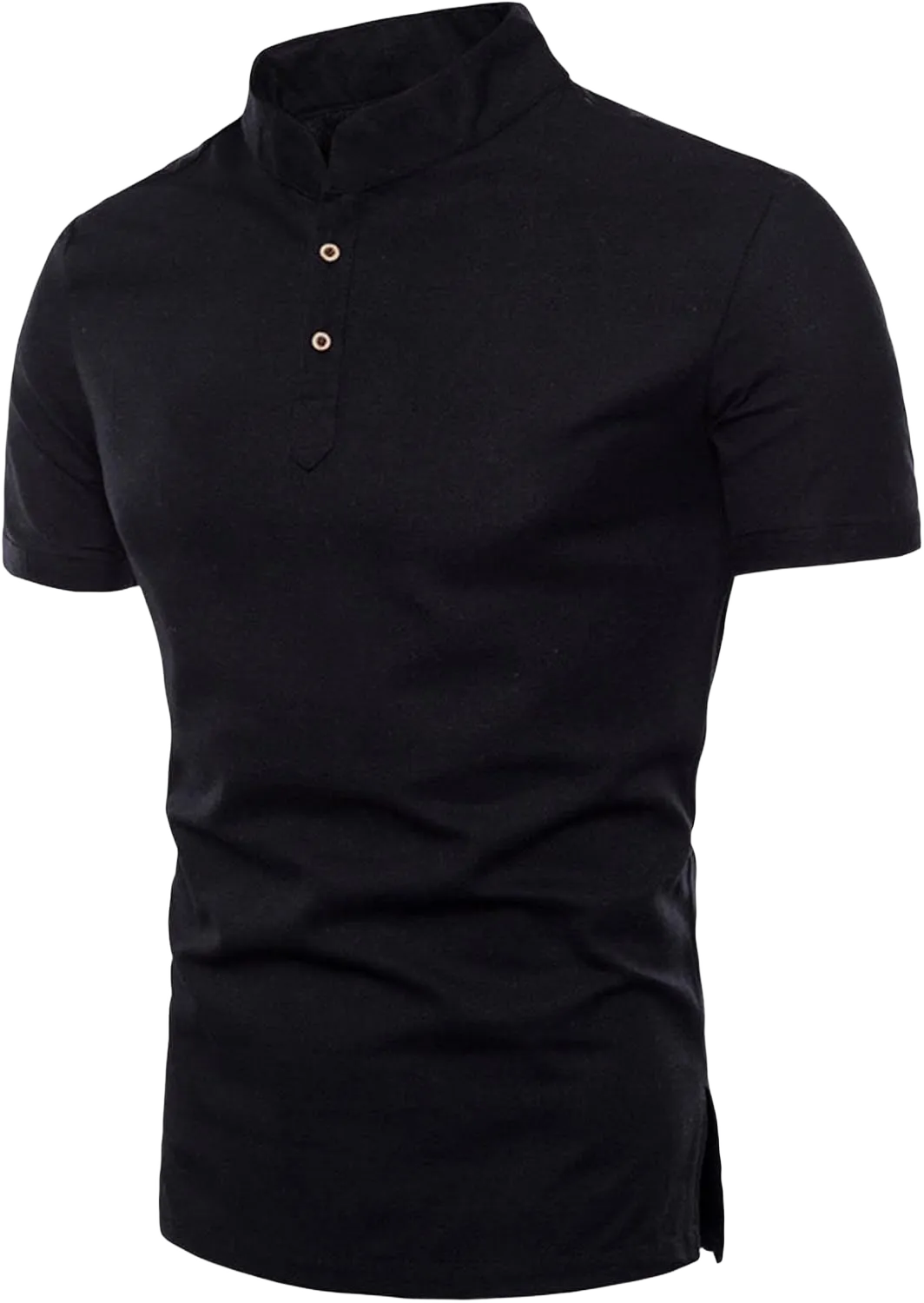 Henley Shirts for Men Lightweight Cotton Linen Button T-Shirts Slim Fit Short Sleeve Casual Fashion Shirt 4X-Large Black