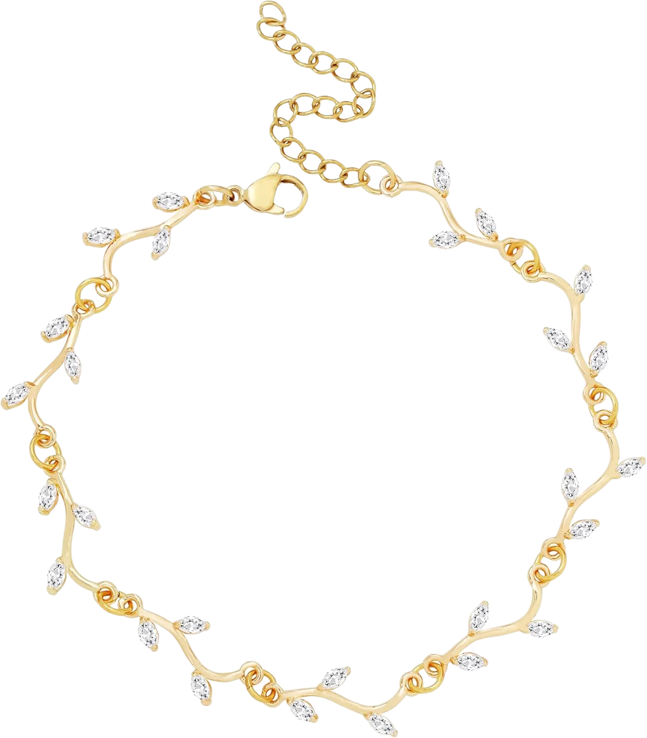 Ankle Bracelets for Women 18K Gold Plated Leaf Vine Anklets Dainty Gold Anklets Beach Summer Gold Anklet for Women