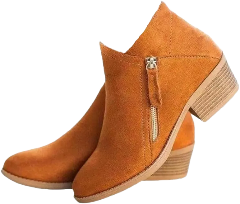 Fall Boots for Women 2023,Women's Chunky Heel Side Zip Ankle Boots,Simple Suedette Side Zip Ankle Boots, 6 Yellow