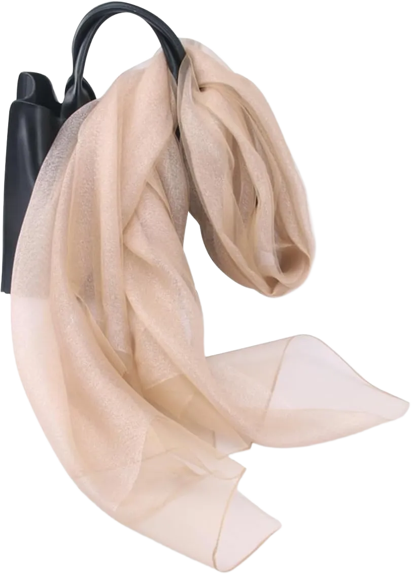 Organza Silk Scarf Women Sparkling Shawls And Wraps For Evening Dress Lightweight Sheer Stole Bridal Wedding Party Beige