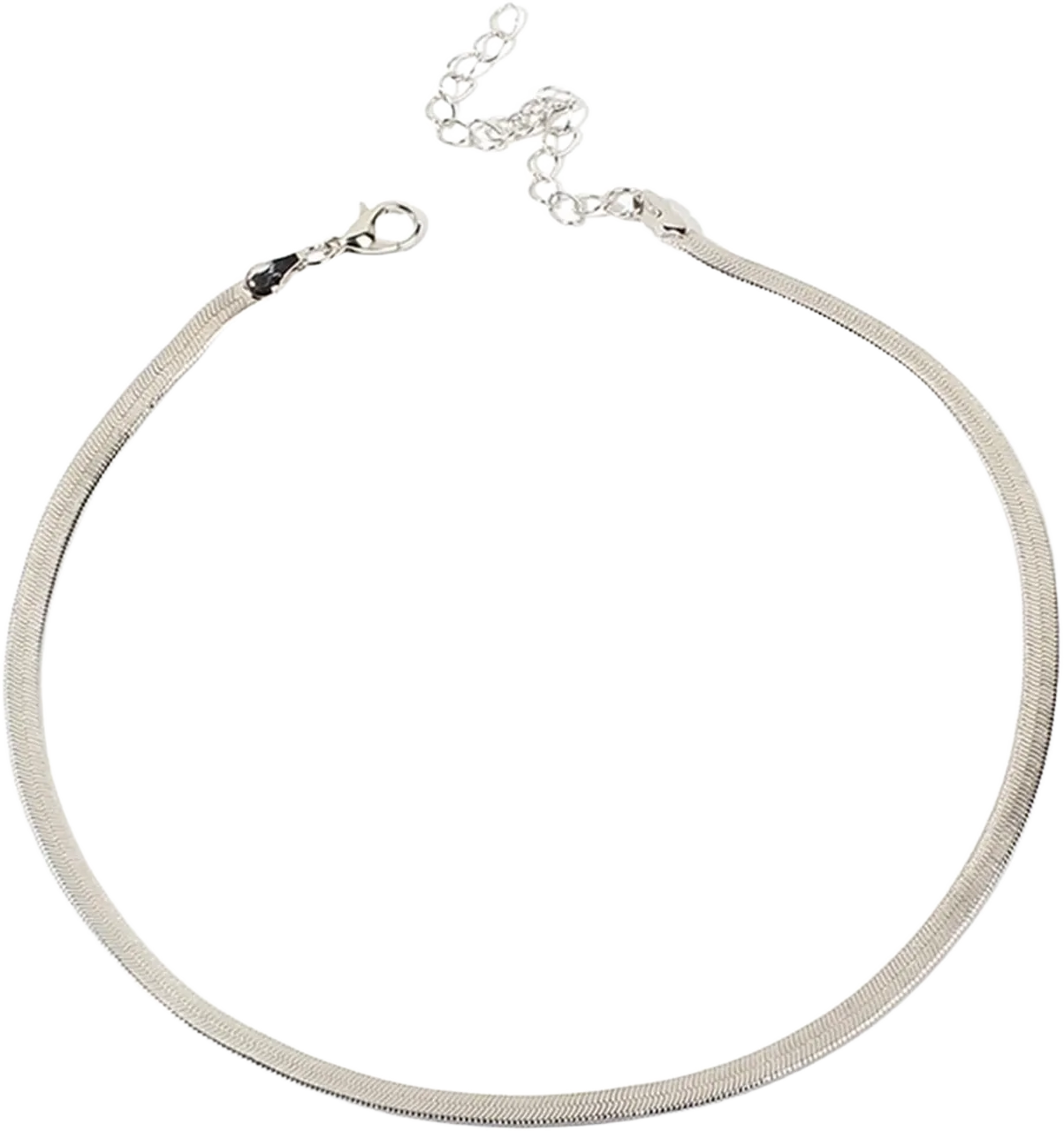 Flat Serpentine Snake Bone Chain Choker Necklace Swirl Herringbone Chain Clavicle Necklace for Women Friend Jewelry Birthday Gift B 30cm/11.7inch silver