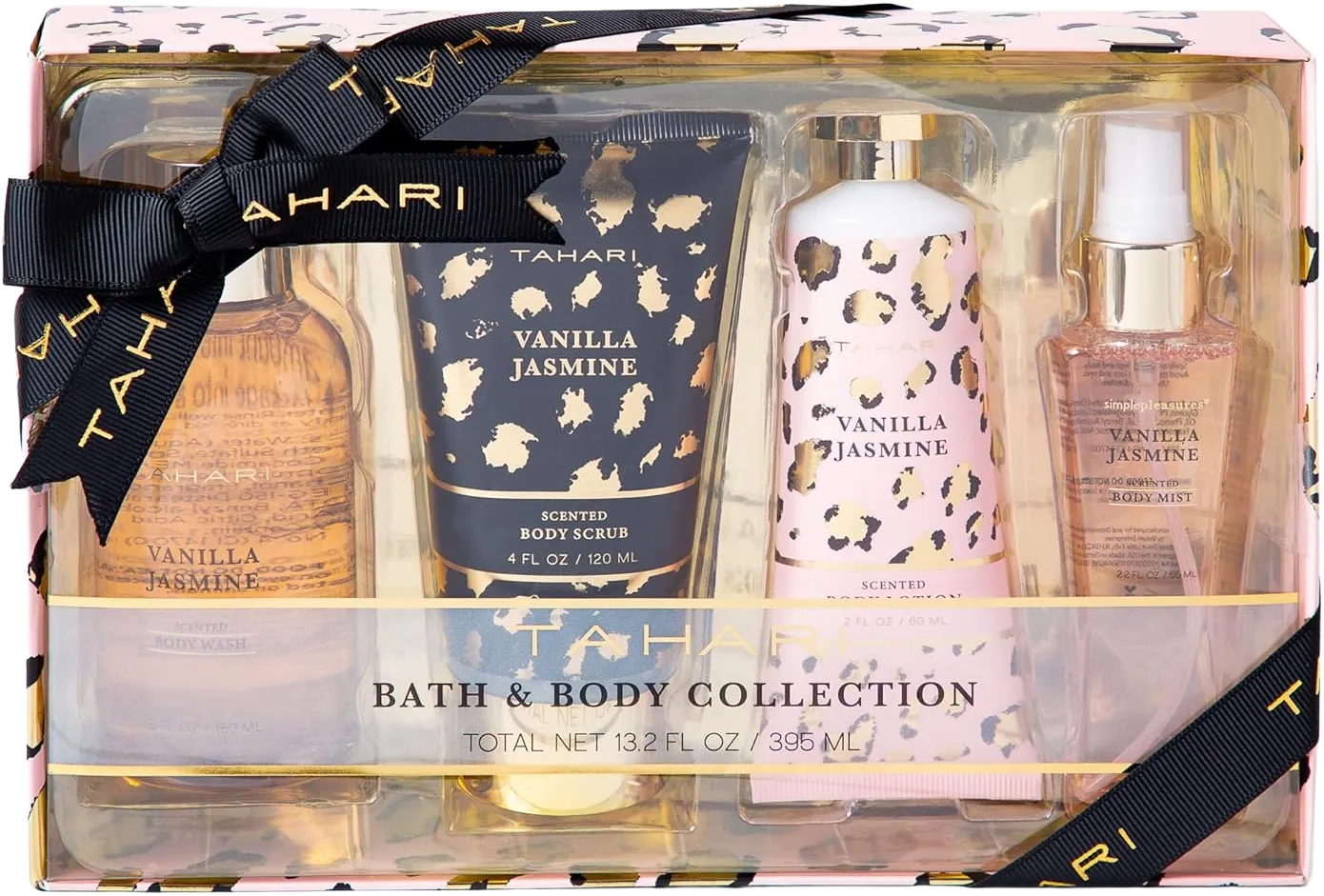 Tahari Vanilla Jasmine Spa Gift Set for Women – Luxurious Bath Kit with Body Lotion, Body Wash & Body Mist – Perfect Selfcare Gifts for Women (Leopard)