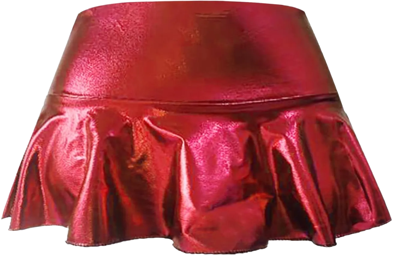 Short Mini Skirts for Women Trendy High Waisted Leather Pleated Solid Ruffle Skirt Sparkly Skirt for Women Small Red