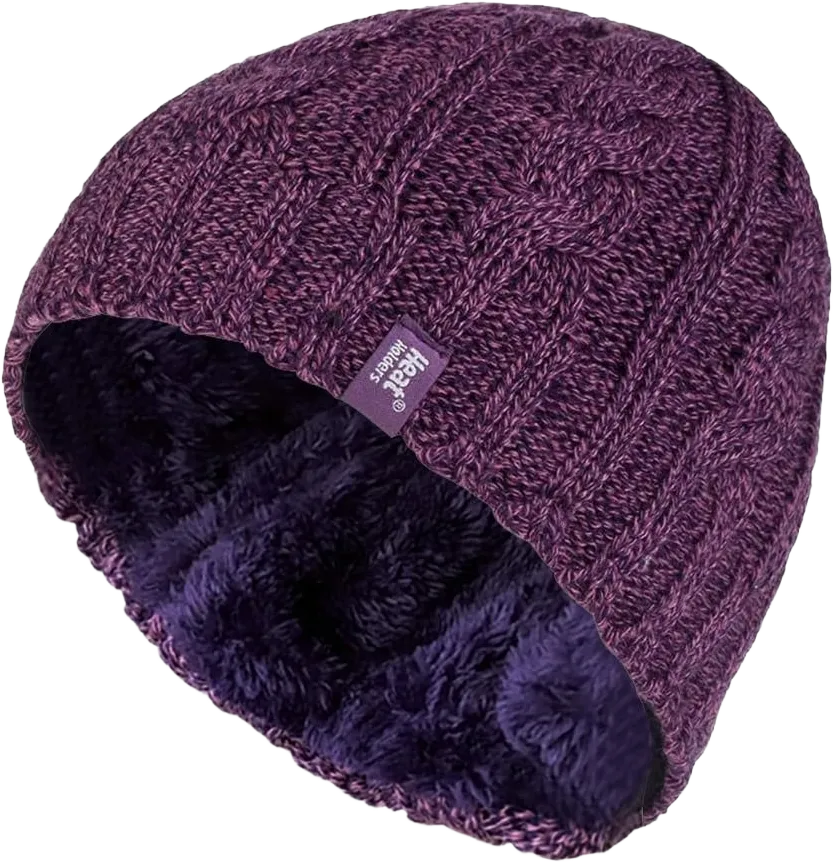 HEAT HOLDERS - Women's Thermal Fleece Cable Knit Winter Hat 3.4 Tog - One Size One Size Purple